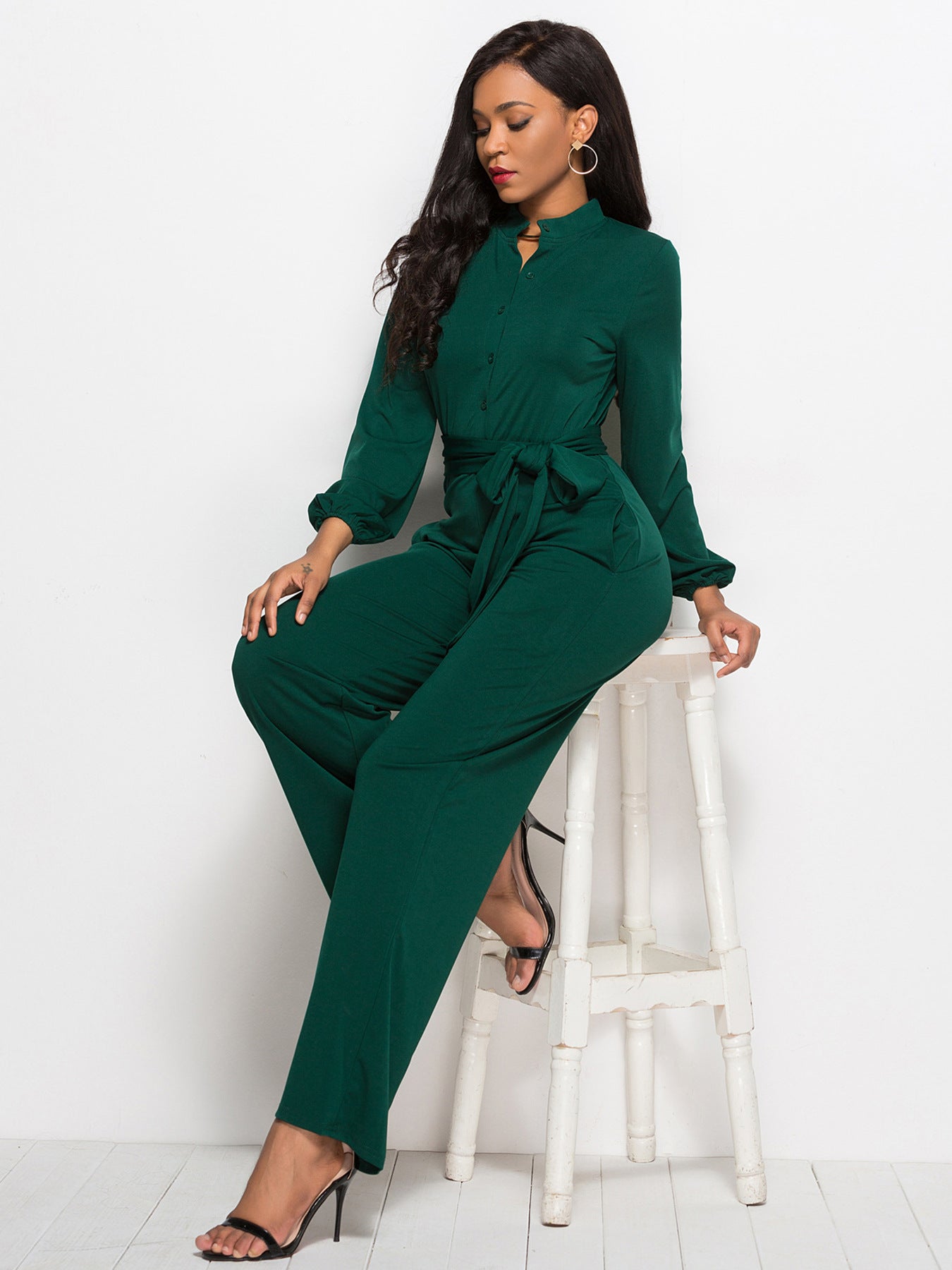 Fashion Long Sleeves Wide Legs Jumpsuits Romper for Women