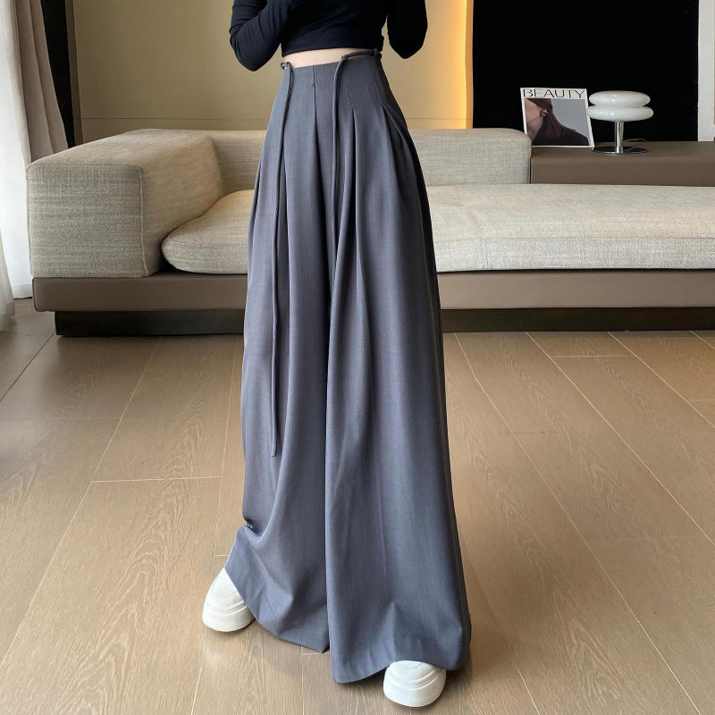 Designed High Waist Wide Legs Straight Pants