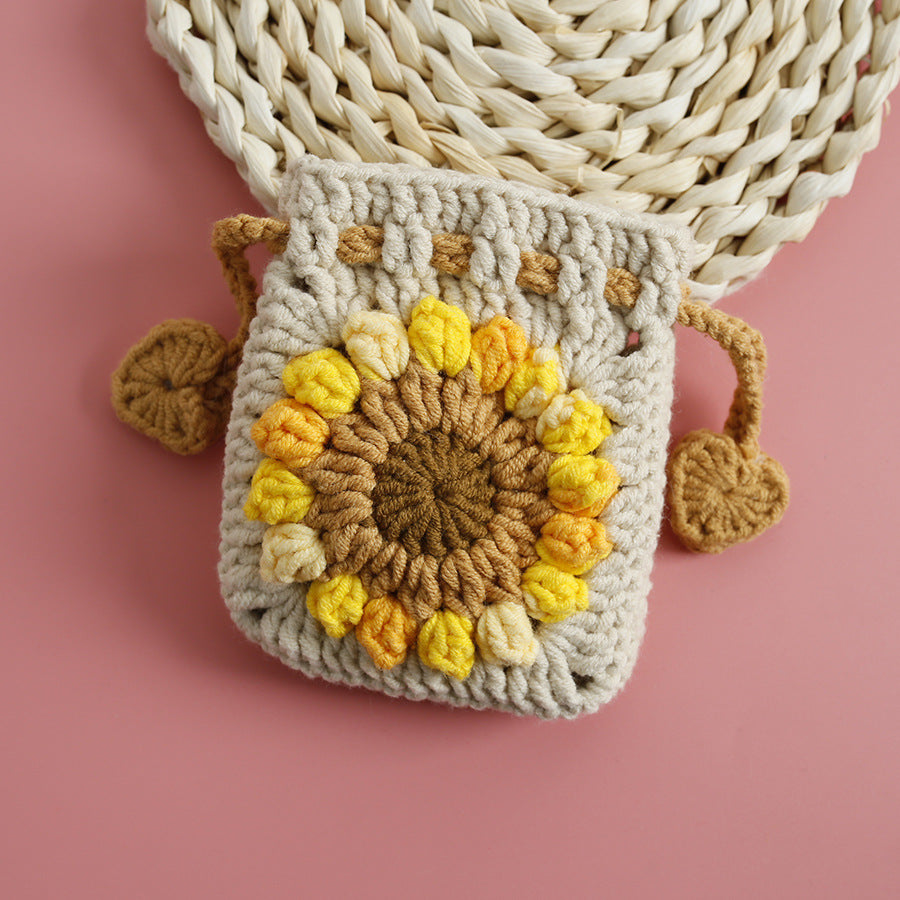 Sweet Crochet Sunflower Handwoven Mini Bundle Change Bag