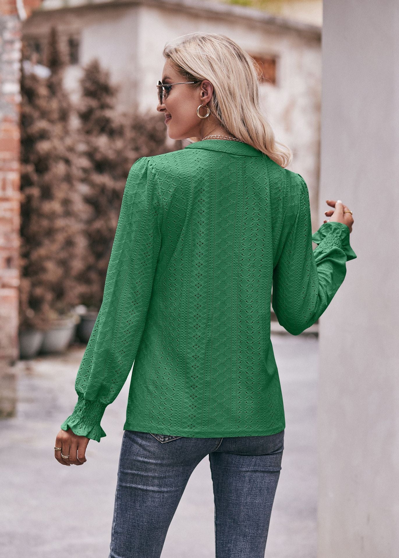 Casual V Neck Long Sleeves Fall Shirts