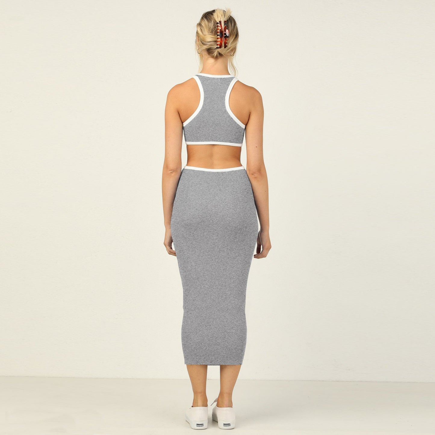 Sexy Backless Knitted Sheath Midi Dresses