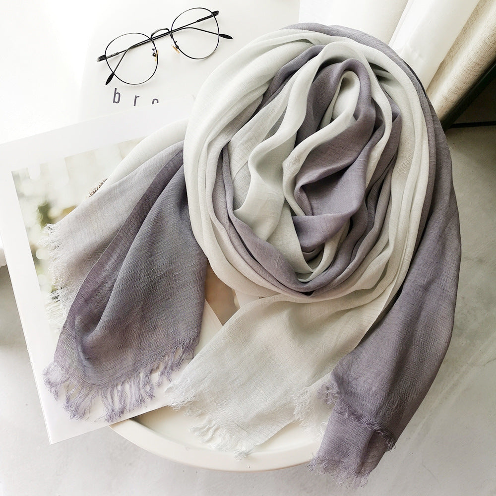 Simple Cotton and Linen Scarf Women's Gradual Versatile Silk Scarf