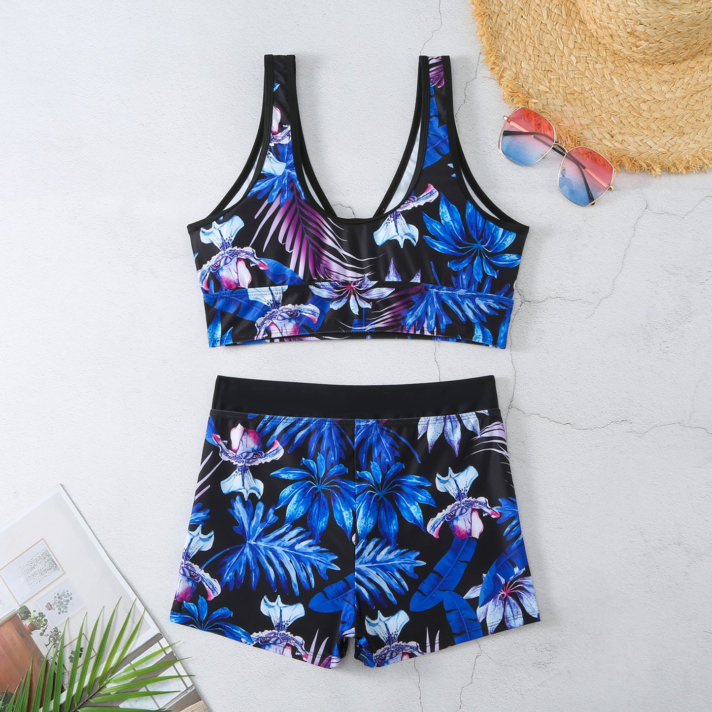 Sexy Floral Print  Summer Boxer Swimsuits