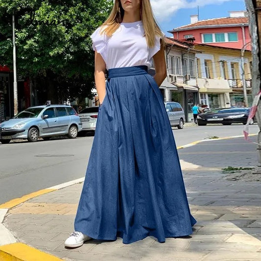 Casual High Waist Summer Long Skirts