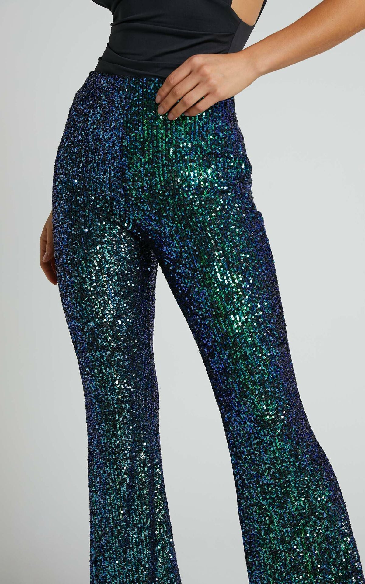 Fashion High Waist Sequined Trumpet Pants for Women