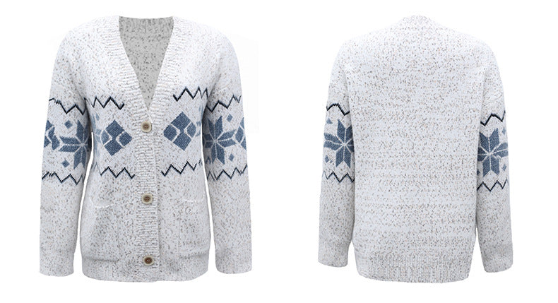 Fashion Christmas Flake Knitted Cardigan Coats