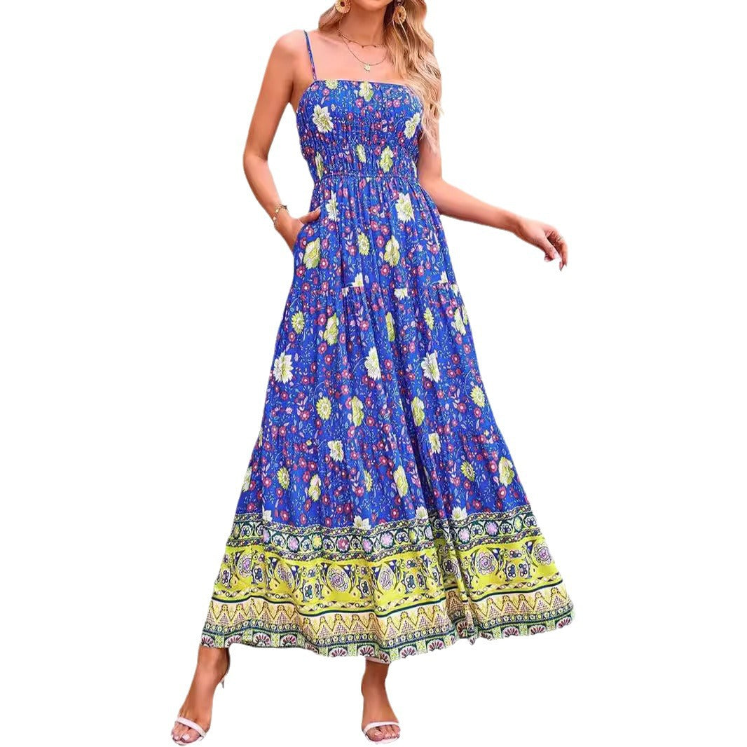 Vintage Bohemian Adjustable Straps Sleeveless Summer Dresses