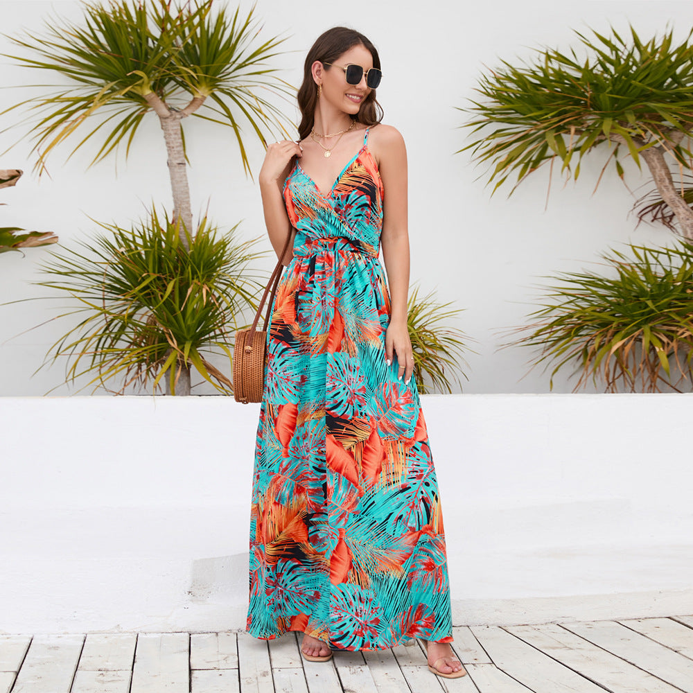 Casual Bohemian V Neck Summer Holiday Dresses