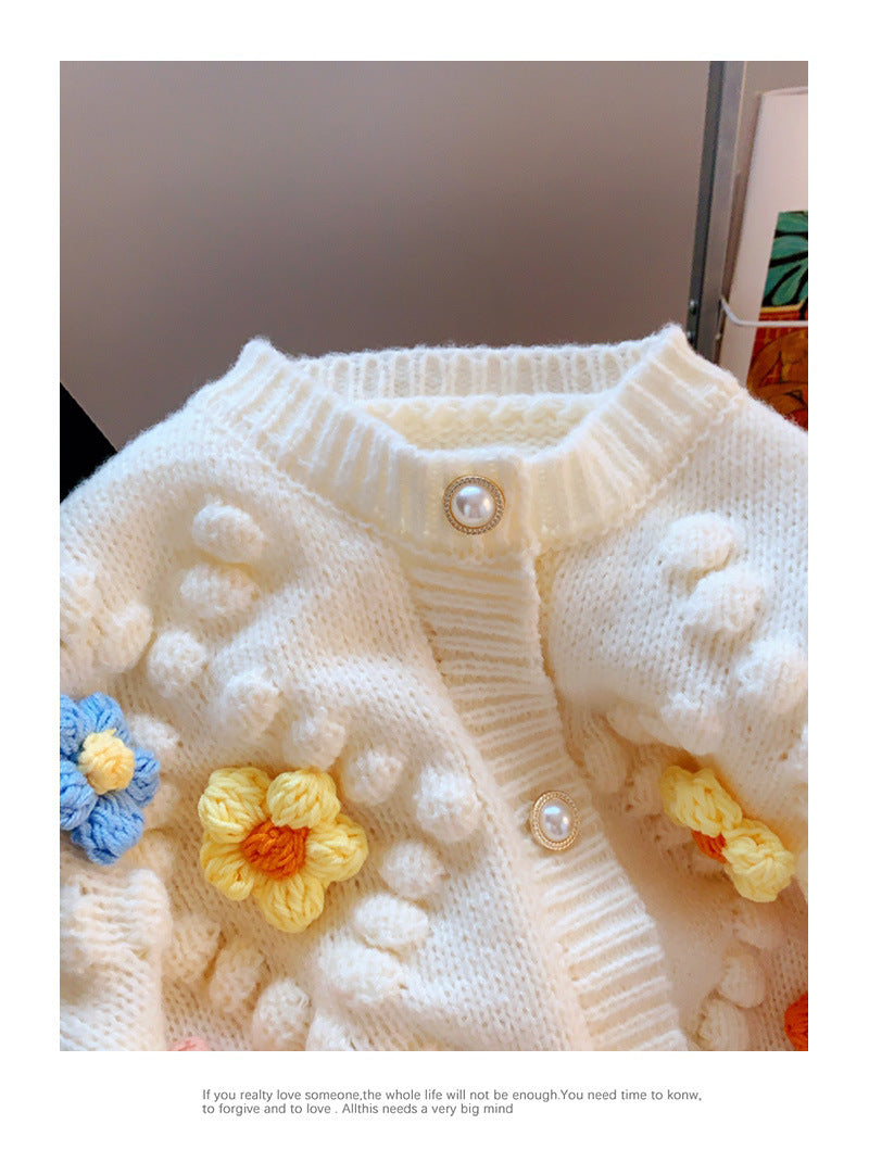 3d Designed Handmade Knitted Flower Cardigans
