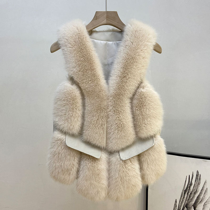 Winter Man Made Fox Fur Short Top Vest for Women