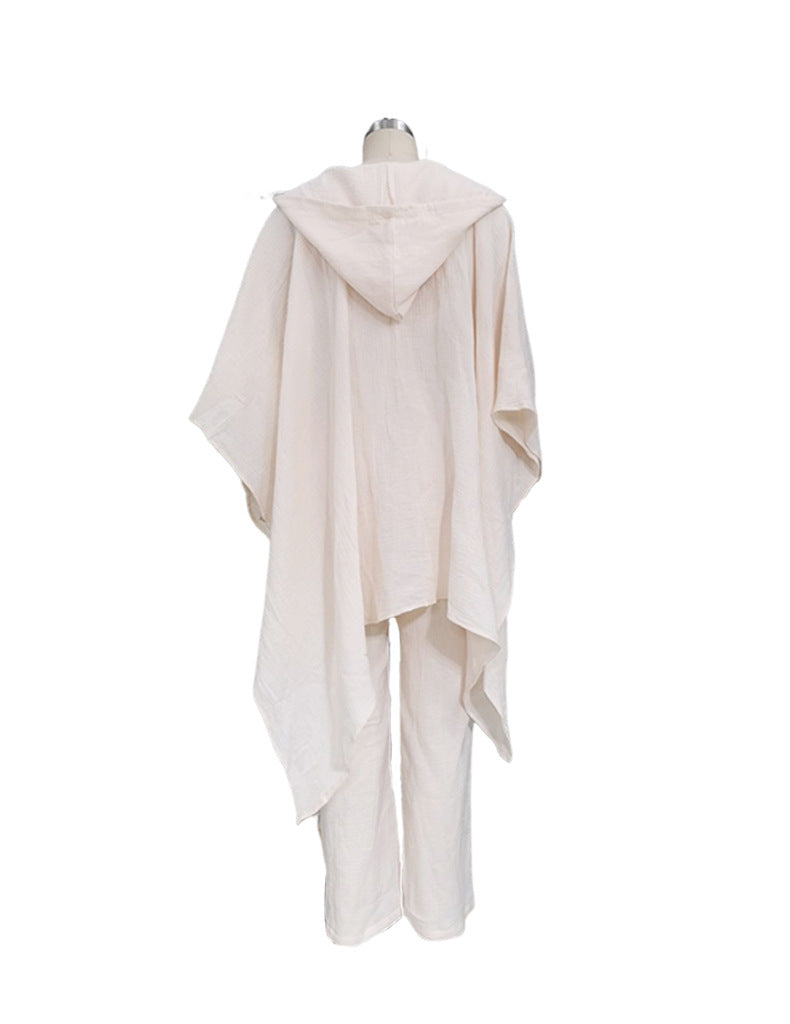 casual linen cotton long sleeves tops and pants