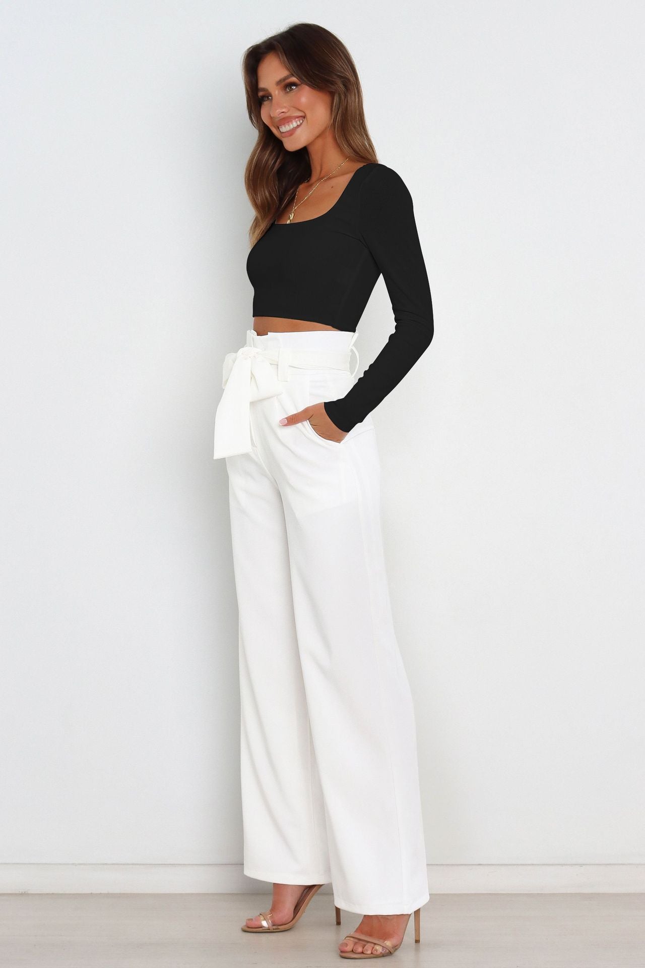 Elegant Office Lady Summer Wide Legs Pants