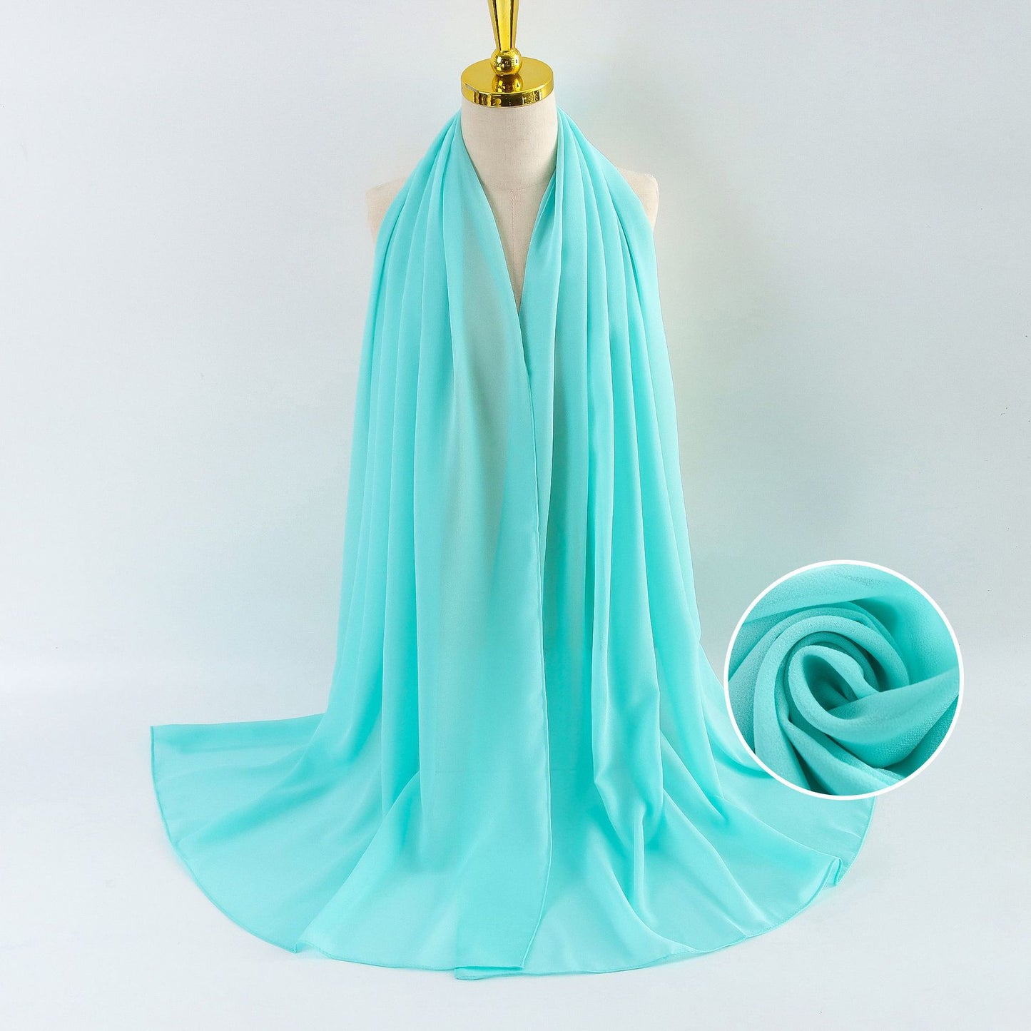 Women Pearl Chiffon Scarf Solid Color Bubble Towel Versatile Scarves