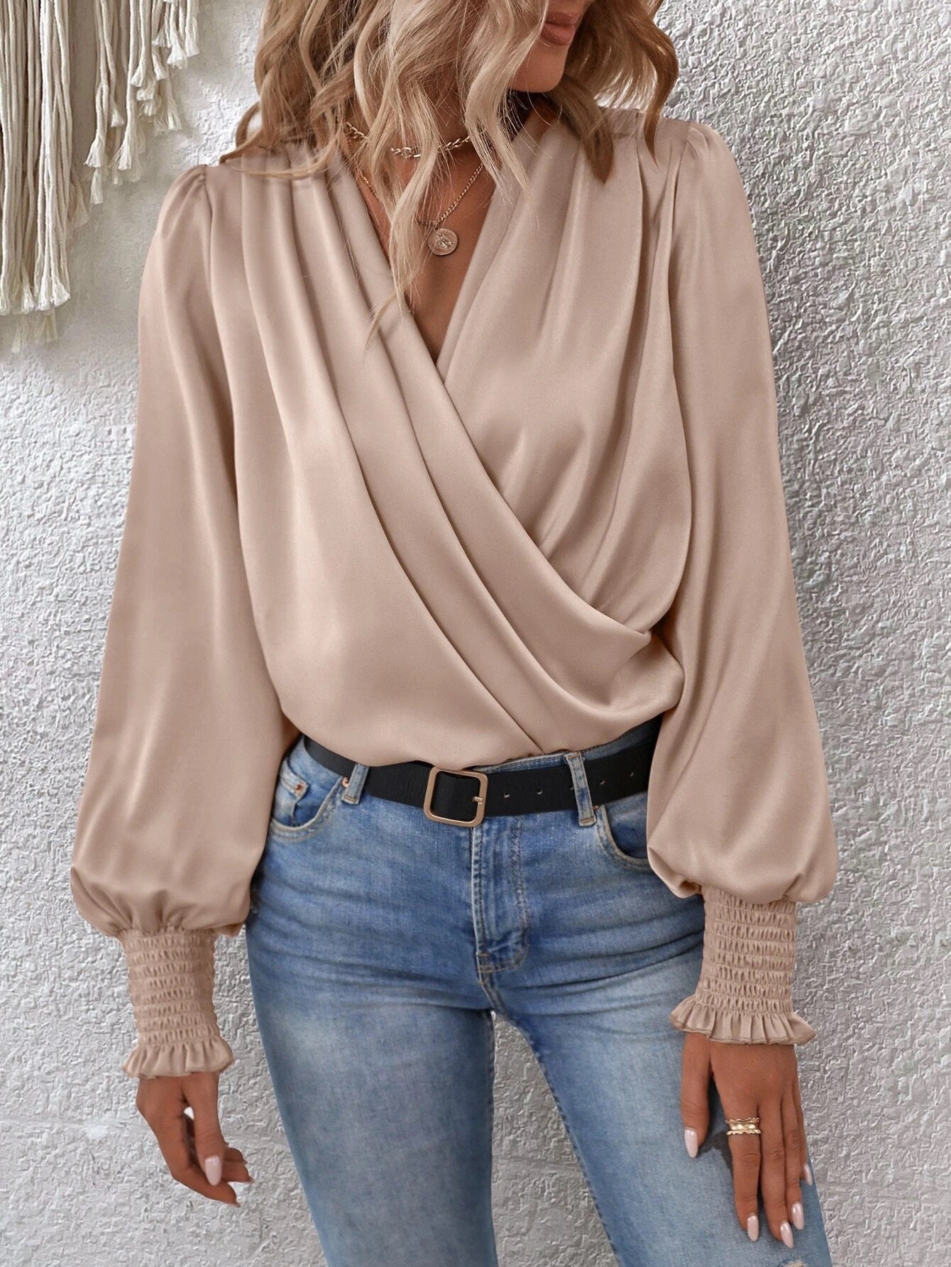 Elegant V Neck Long Sleeves Blouses Shirts