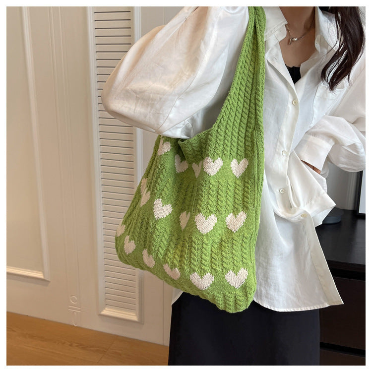 Casual Summer Knitted Wave Sweetheart Shoulder Bags