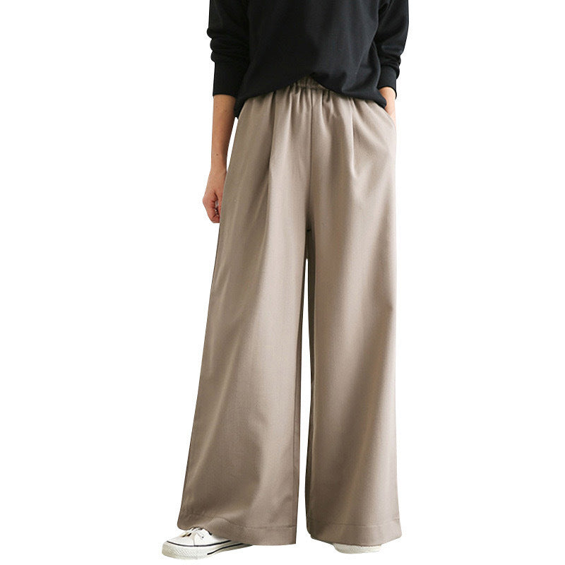 Leisure Elastic Waist Casual Wide Legs Pants