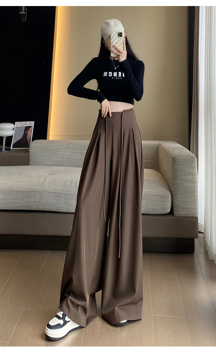 Designed High Waist Wide Legs Straight Pants