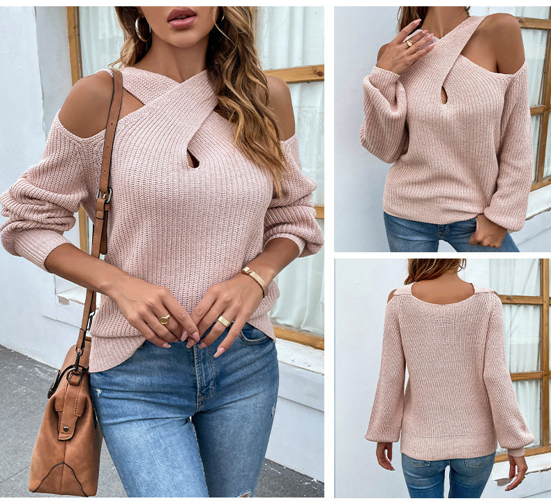 Fashion Crossed Fall Women Knitted Sweaters