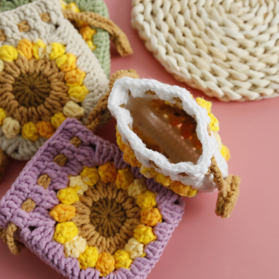 Sweet Crochet Sunflower Handwoven Mini Bundle Change Bag