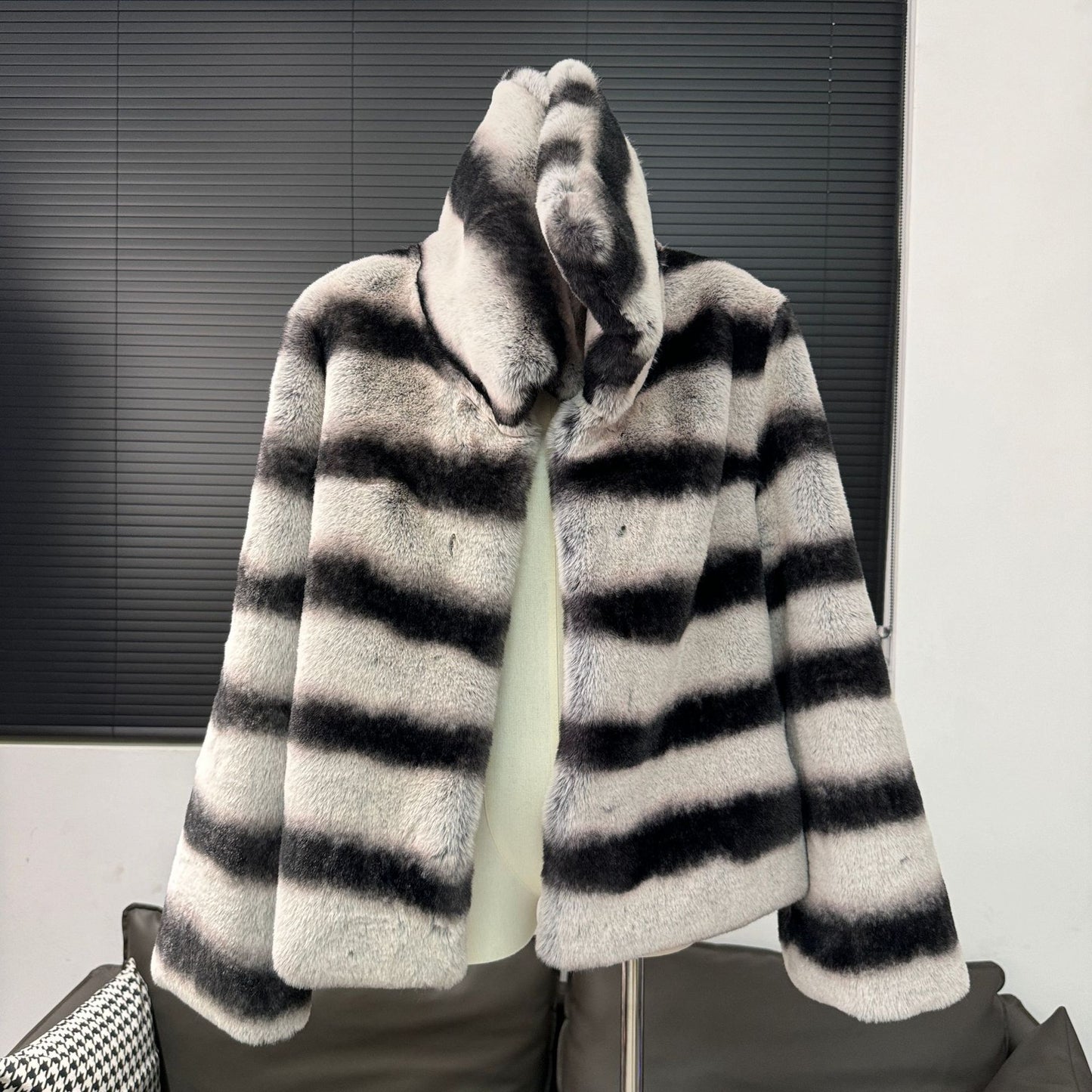 Fashion Faux Rex Rabbit Fur Warm Winter Overcoats