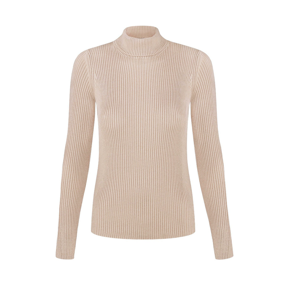 Fashion High Neck Pullover Knitted Tight Sweater
