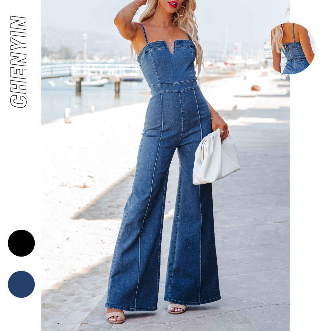 Designed Denim Cotton Summer Jumpsuits