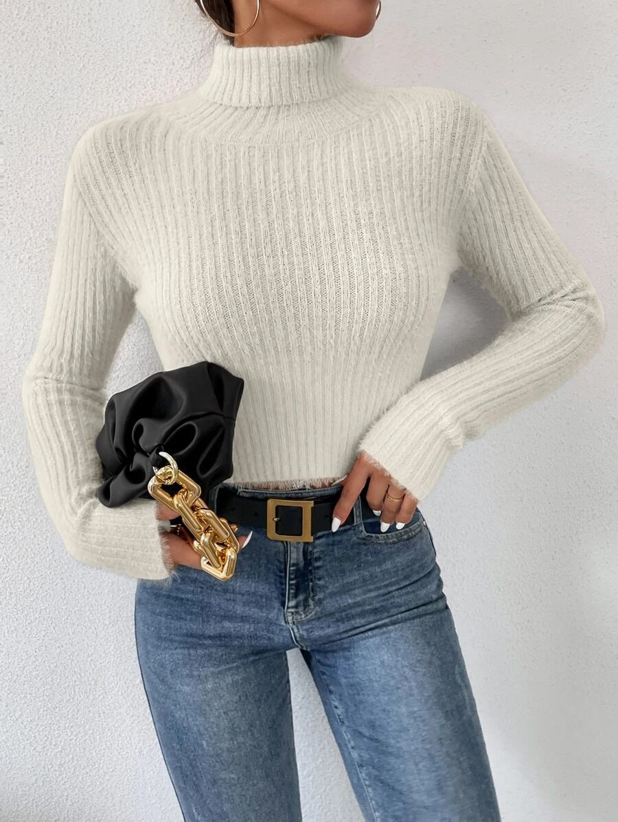 Fashion High Neck Knitted Pullover Sweaters