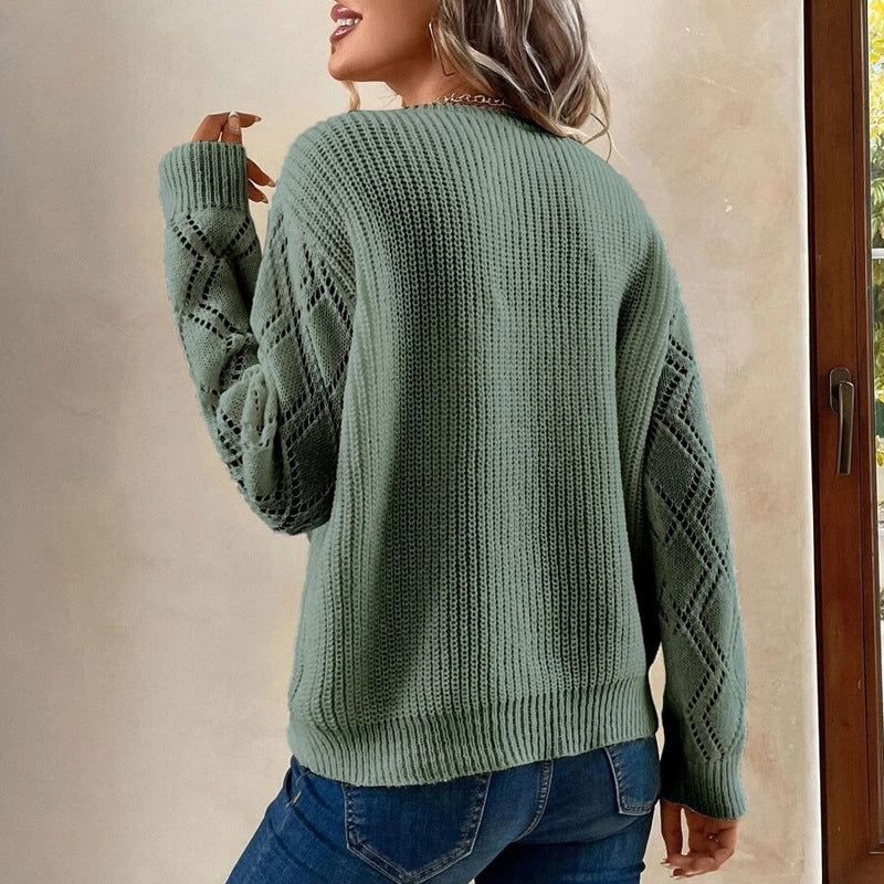 Casual V Neck Knitted Pullover Sweaters