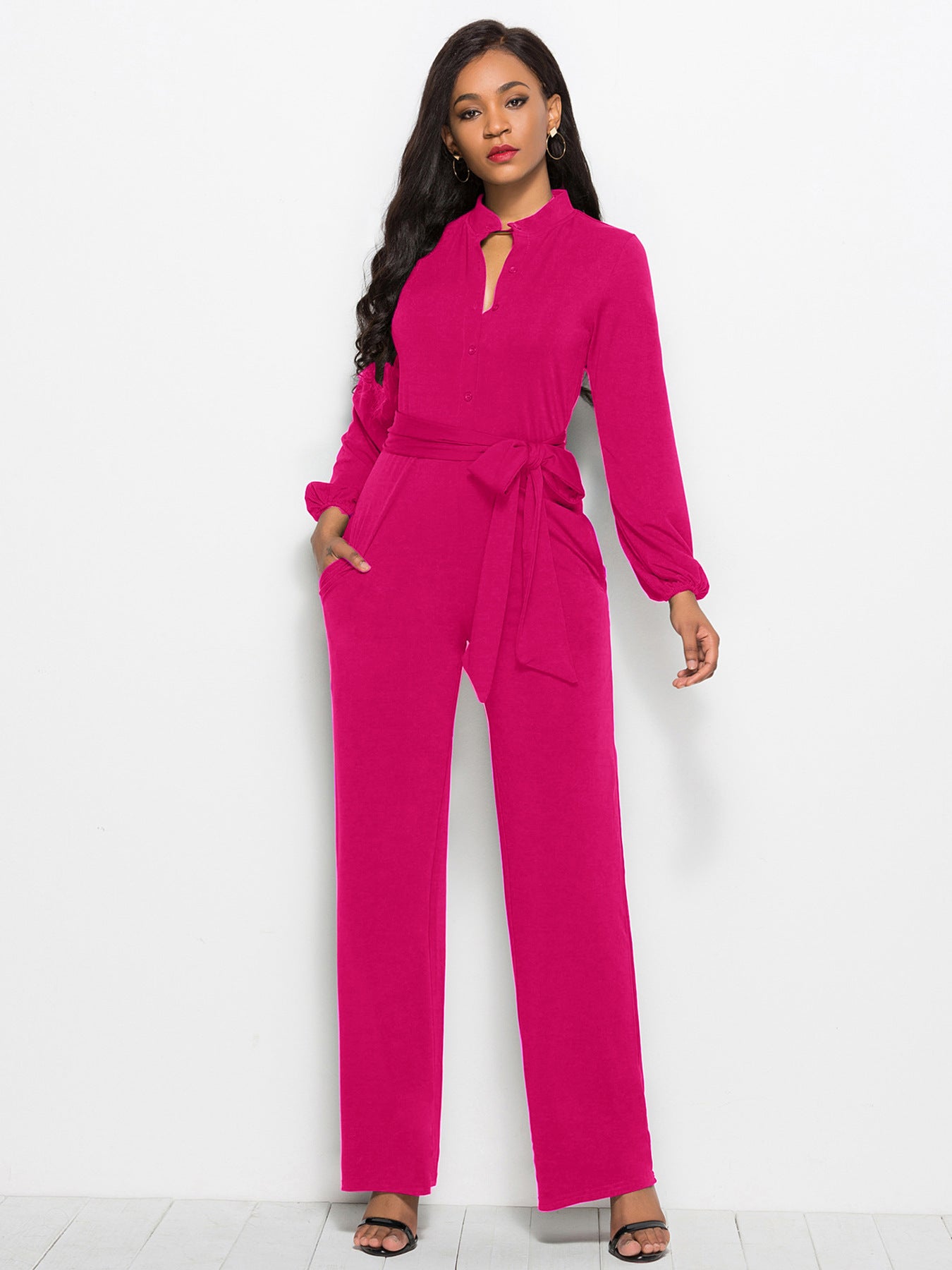 Fashion Long Sleeves Wide Legs Jumpsuits Romper for Women