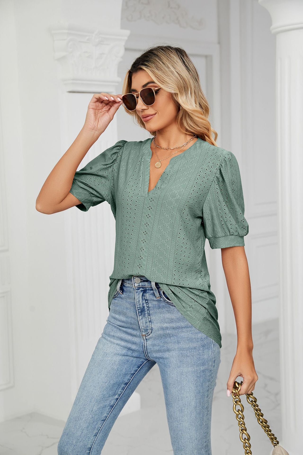 Summer Casual V Neck T Shirts for Women