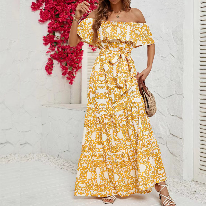 Sexy Off The Shoulder Short Sleeves Long Maxi Dresses