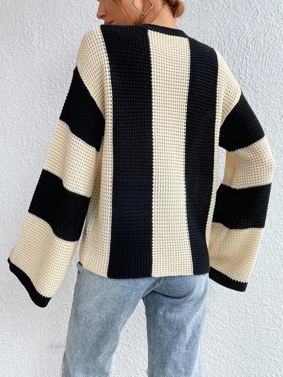 Designed Striped Knitted Sweaters