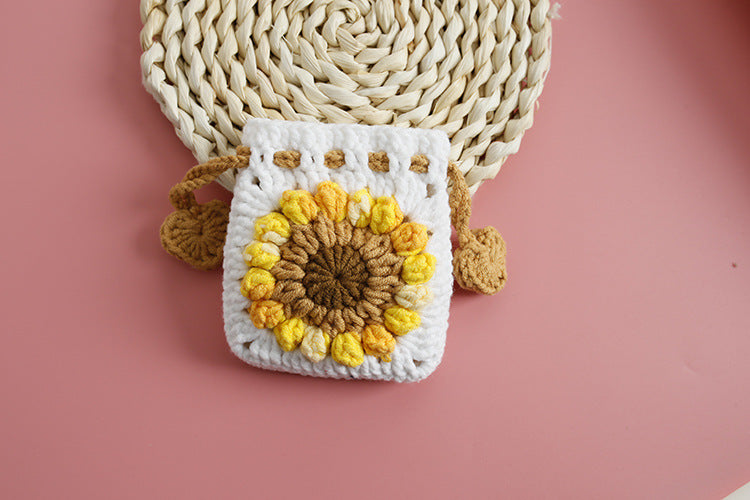 Sweet Crochet Sunflower Handwoven Mini Bundle Change Bag