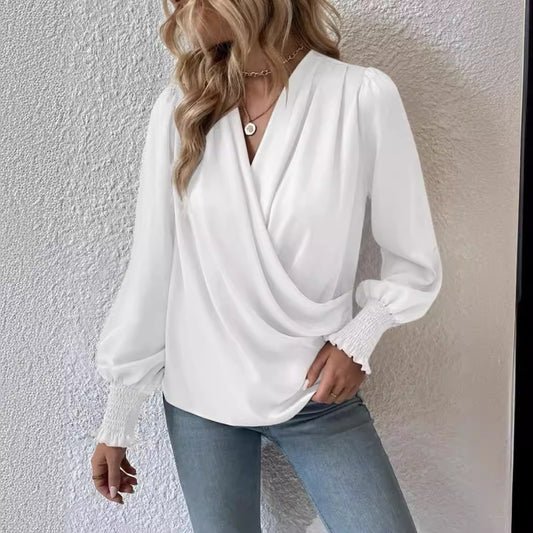 Elegant V Neck Long Sleeves Blouses Shirts