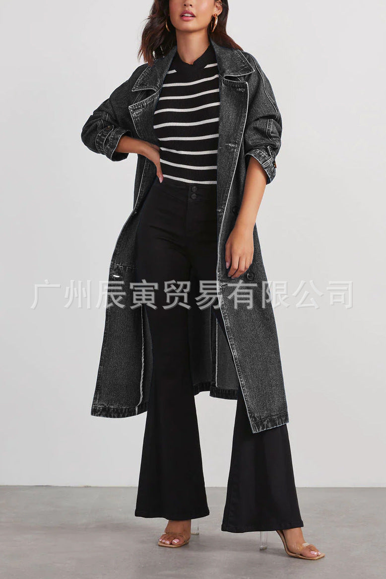 Casual Denim Cotton Winter Long Overcoats