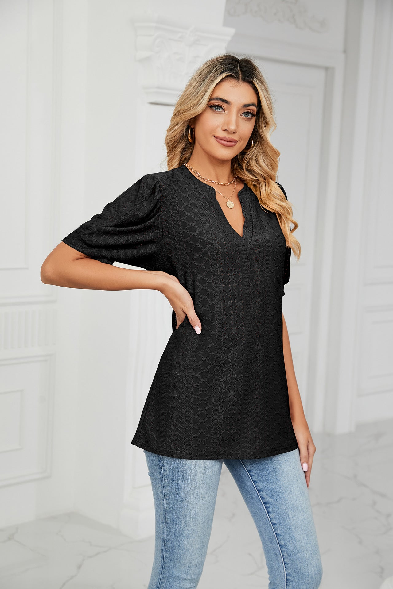 Summer Casual V Neck T Shirts for Women