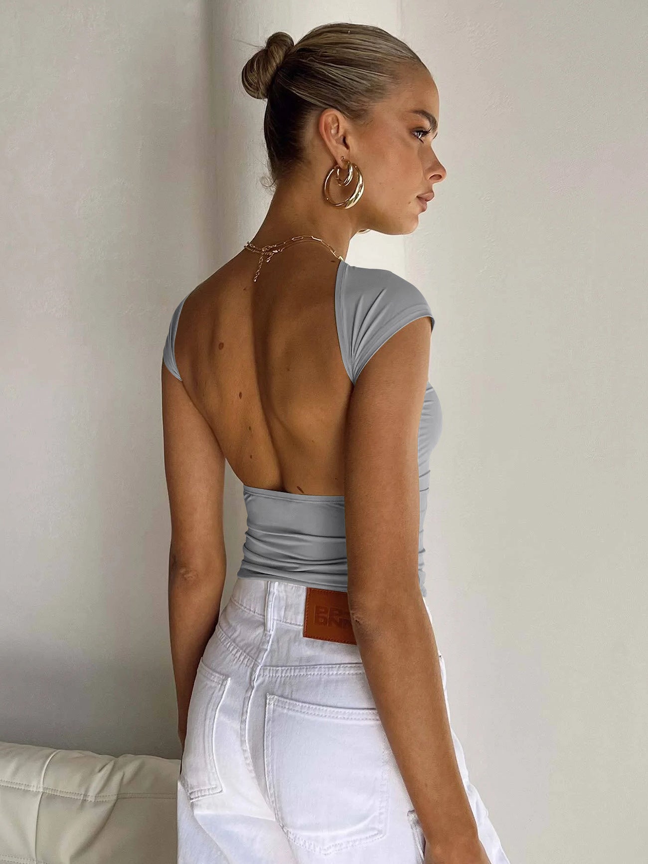 Sexy Backless Soft Summer Women Tight T Shirts