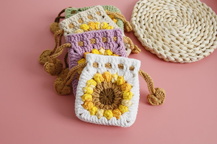 Sweet Crochet Sunflower Handwoven Mini Bundle Change Bag