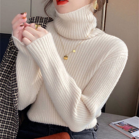 Casual High Neck Long Sleeves Knitted Sweaters