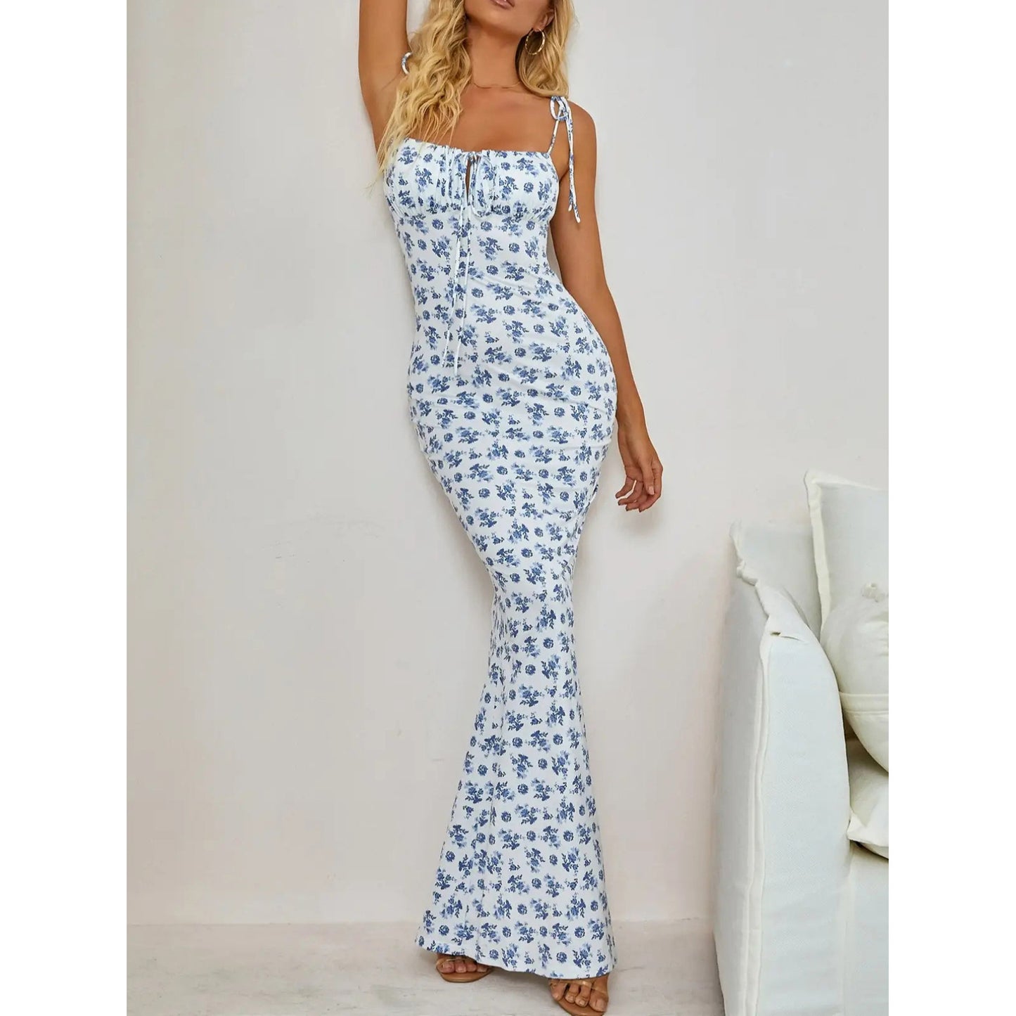 Sexy Floral Print Summer Long Sheath Dresses