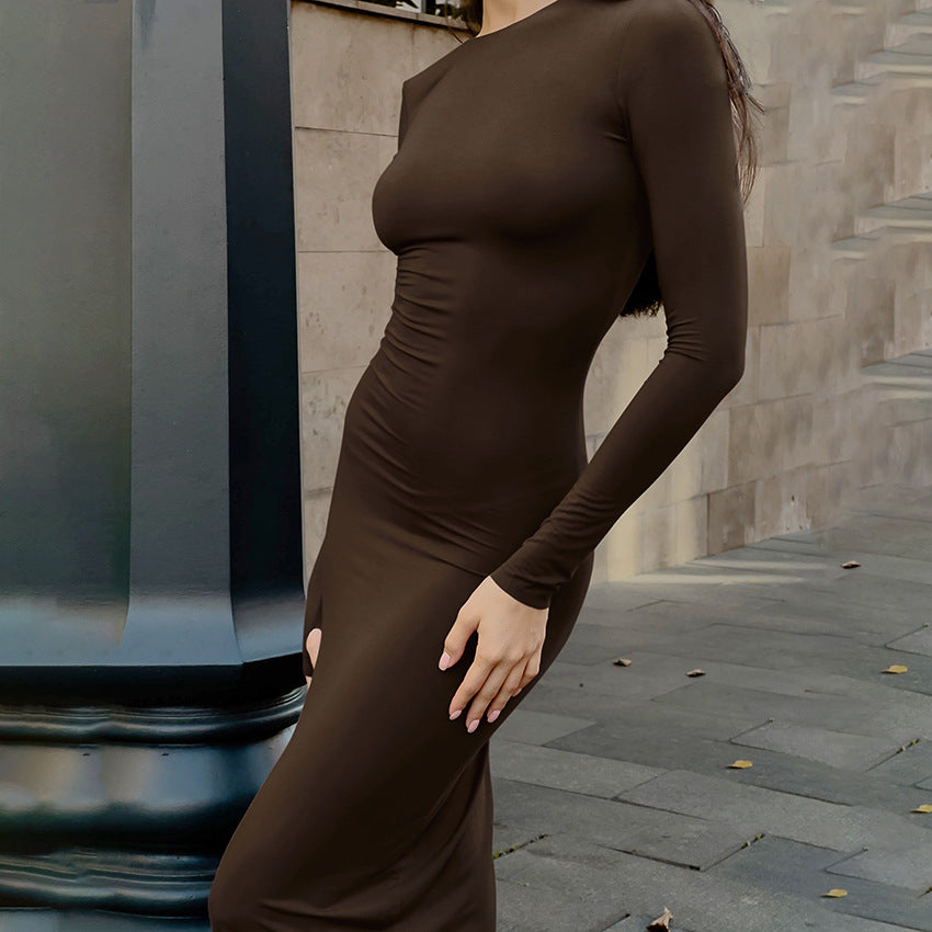 Vintage Brown Long Sheath Dresses