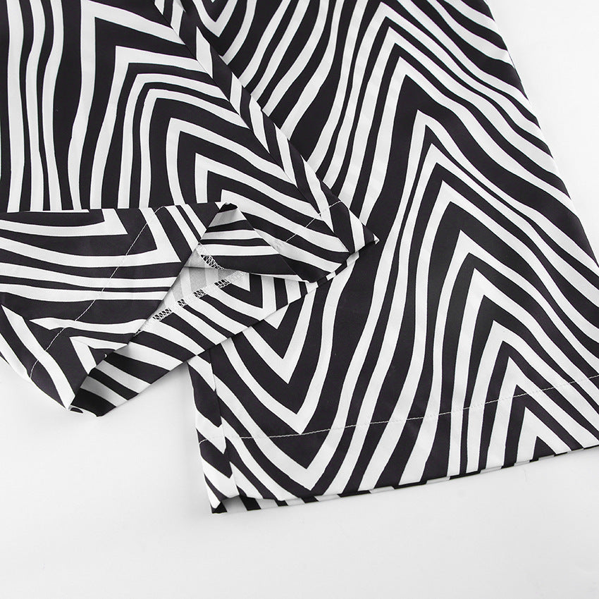 Fashion Black & White Stripes Two Pieces Suits for Women