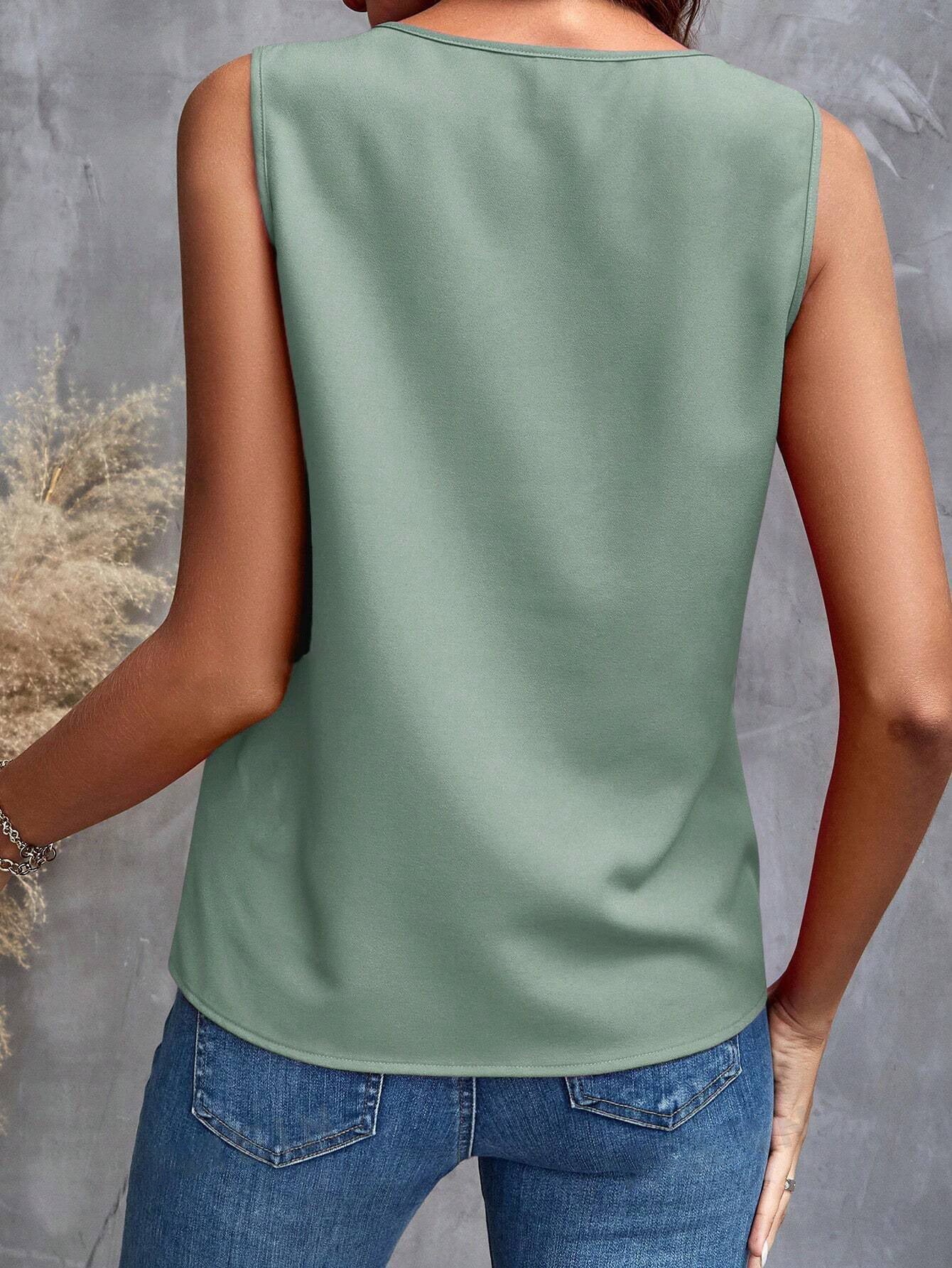 Casual V Neck Ruffled Sleeveless Summer Tops