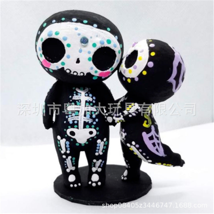 Popular Handmade Painted Resin Crafts Candy Skull Couple Statue