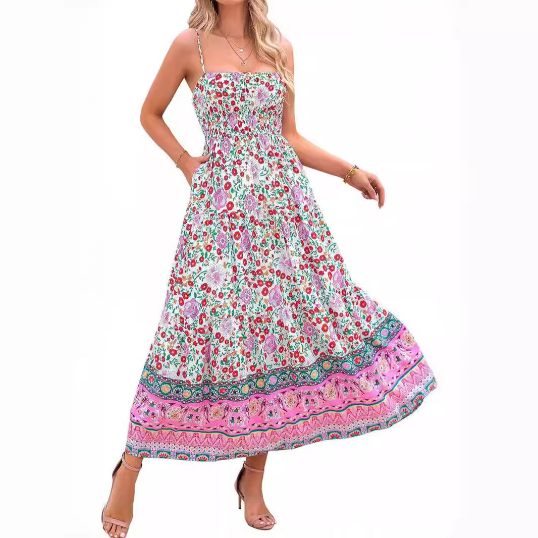 Vintage Bohemian Adjustable Straps Sleeveless Summer Dresses