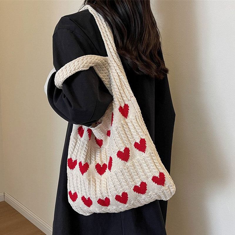 Casual Summer Knitted Wave Sweetheart Shoulder Bags