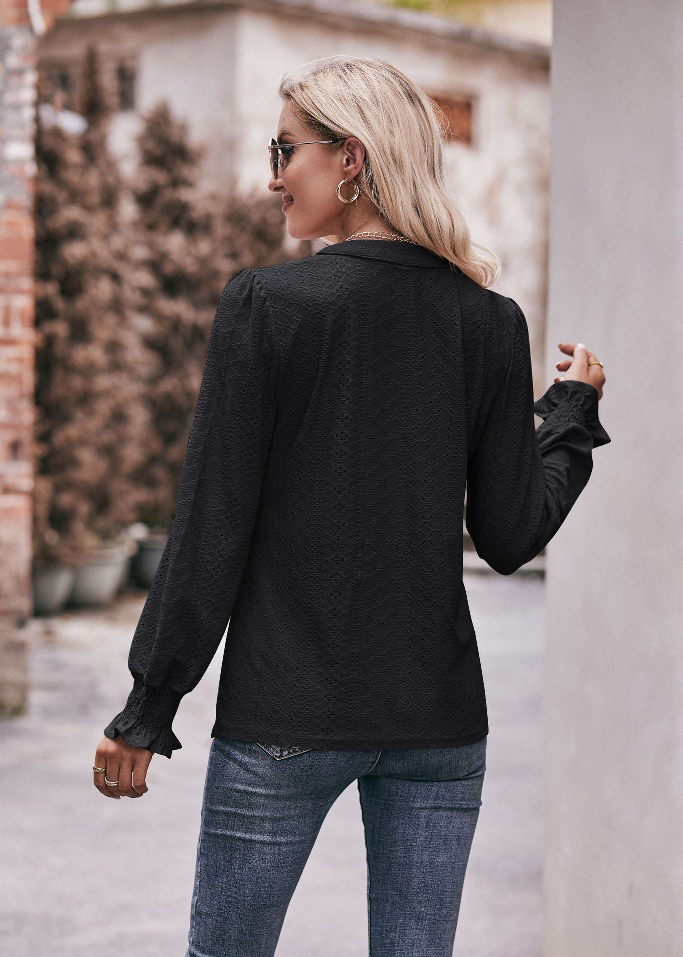 Casual V Neck Long Sleeves Fall Shirts