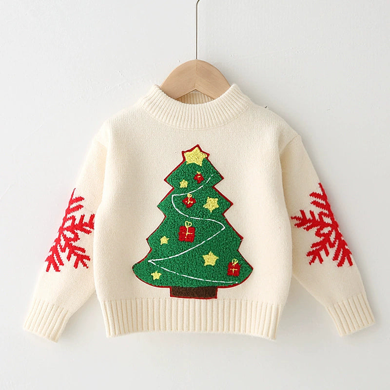 Christmas Tree Design Pullover Sweaters for Kids