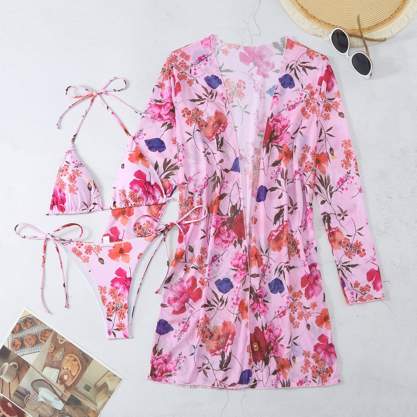 Casual Floral Summer 3pcs Women Swimsuits