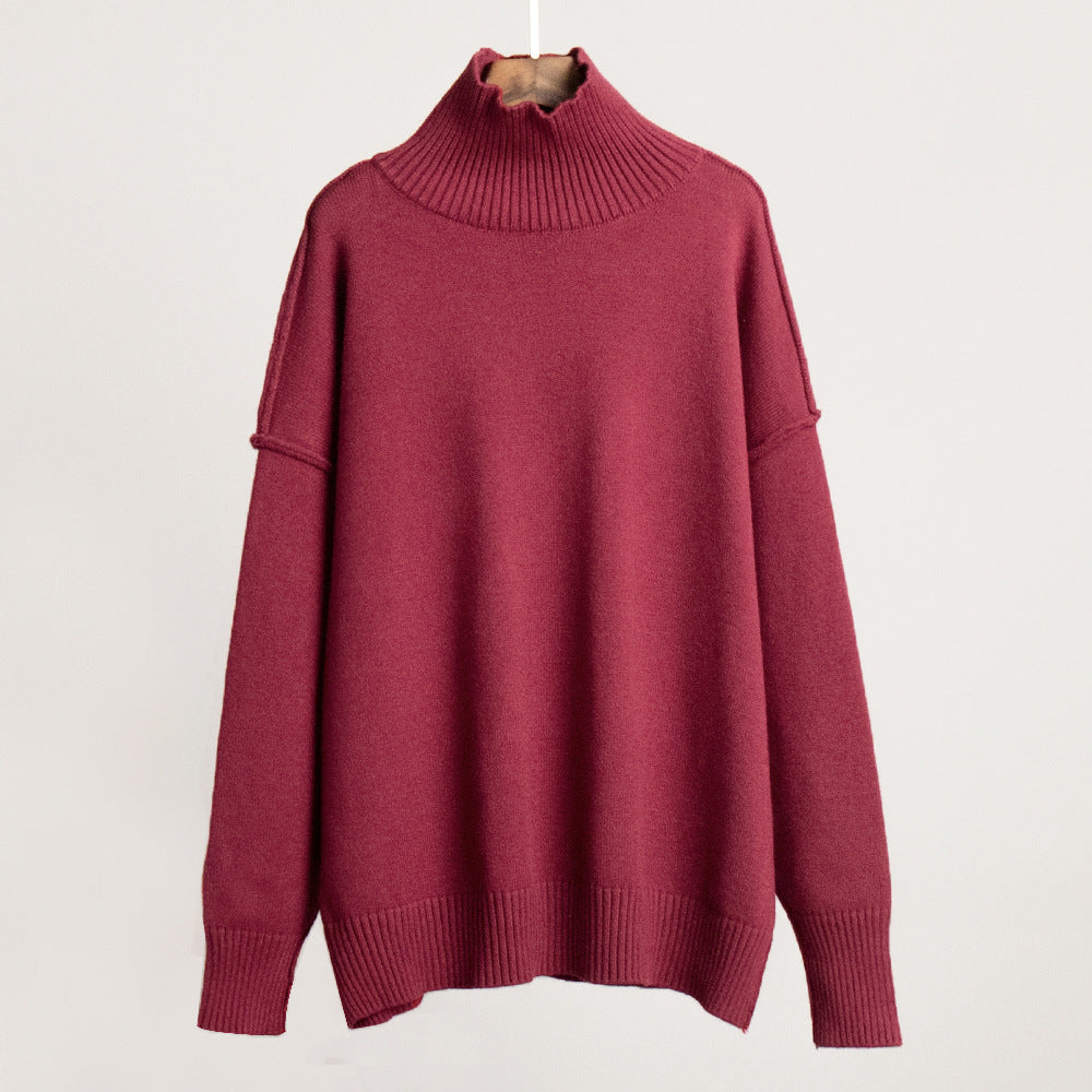 Fashion High Neck Casual Lazy Knitted Pullover Sweaters